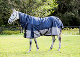 Waterproof Fleece Lined turnout - Navy with Grey Neck Combo